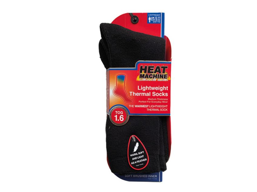 Heat Machine Men's Lightweight Thermal Insulated Socks - Black
