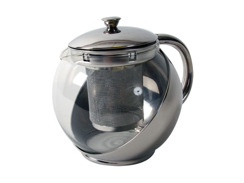 Stainless Steel and Glass Tea Pot