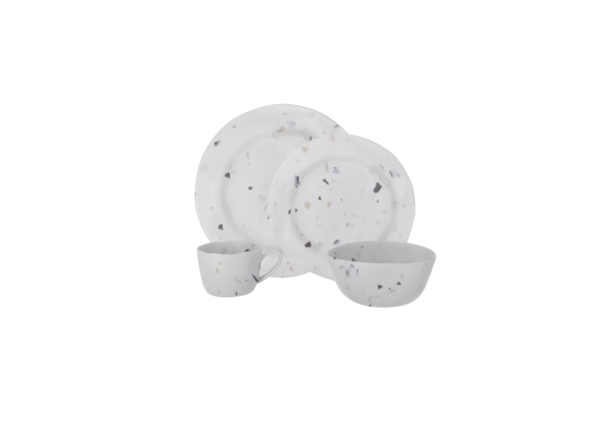 Soria tableware set terrazzo 16 pieces