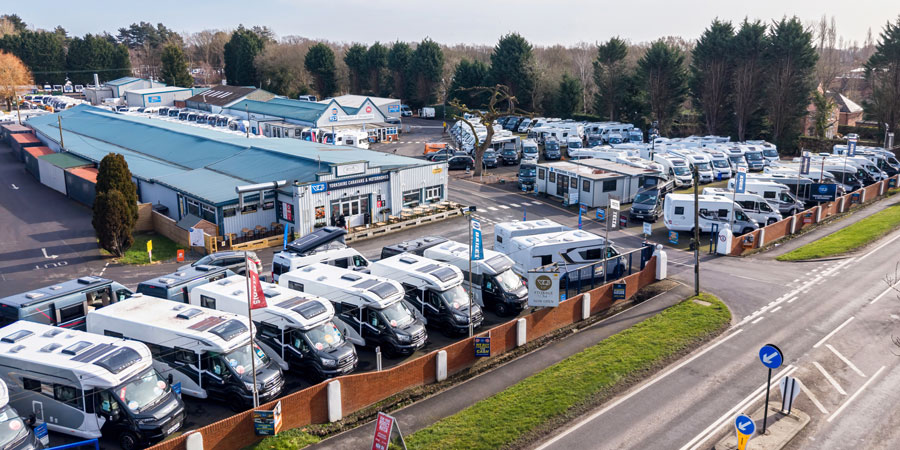 Caravan & Motorhome Dealer Aerial Shot